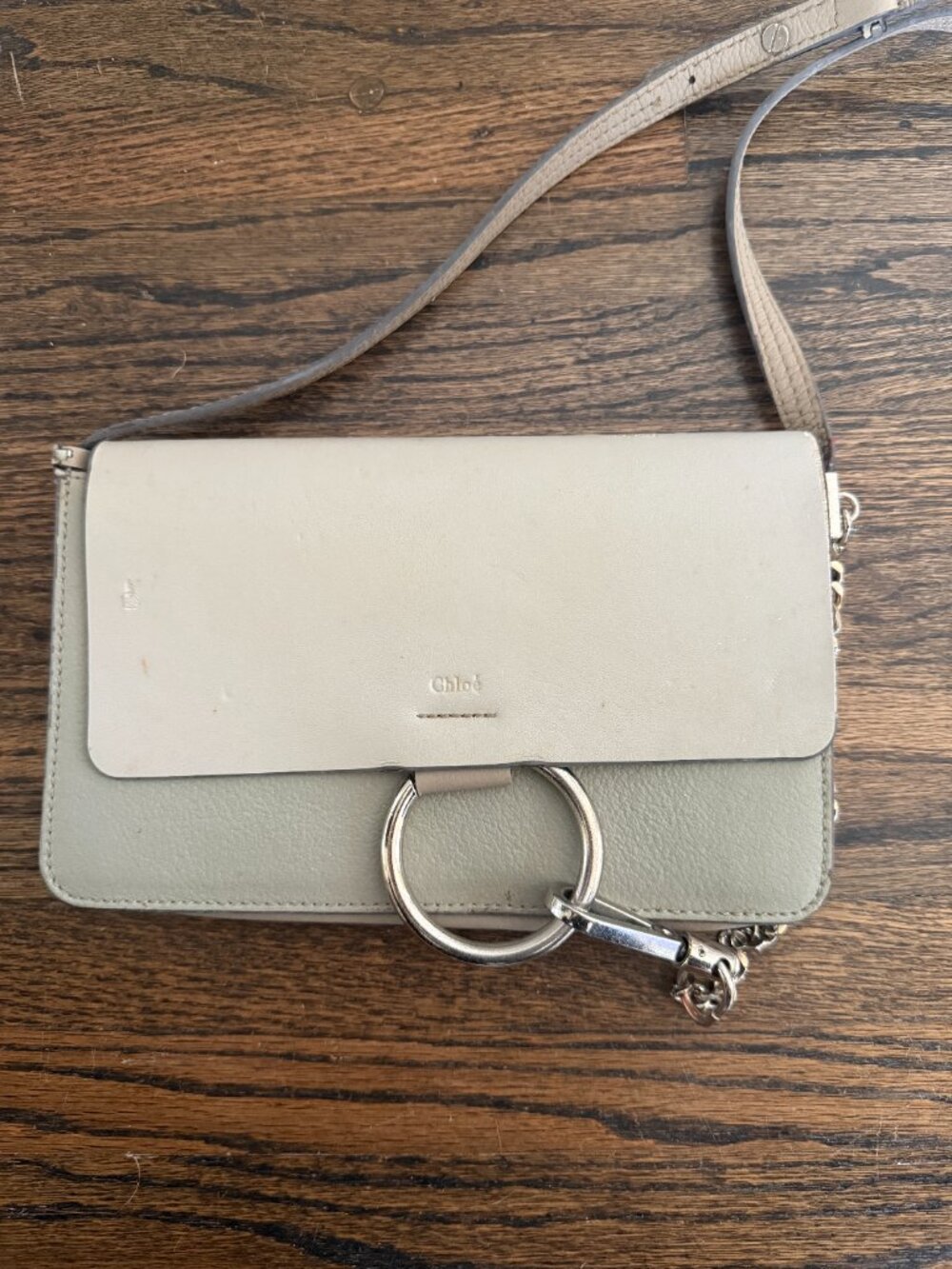 Chloe Small Suede and Calfskin Faye Crossbody Purse, Motty Grey